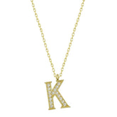 Collier pour femme avec lettre K en argent et or